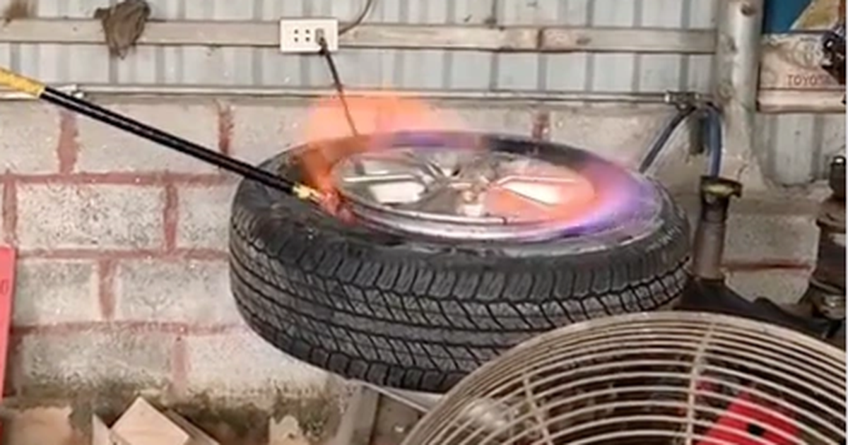 Lốp xe biến dạng khi bơm bằng lửa, cộng đồng nhắn thợ "xem …