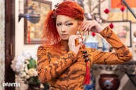 Hanoi girl goes viral with tiger-striped ao dai