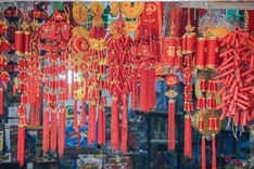 Hanoi street full of Tet colours