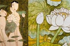 Beauty of the lotus featured through contemporary paintings
