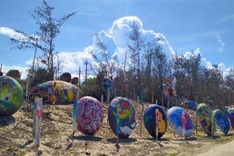 Colourful bamboo basket boats in Quang Nam’s mural village attracts visitors