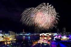 Fireworks light up sky ringing in lunar New Year of the Dragon