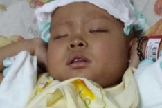 Small baby girl struggles against leukaemia