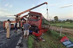 Two dead, four injured in passenger bus collision