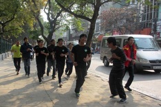 Young man runs to encourage reading