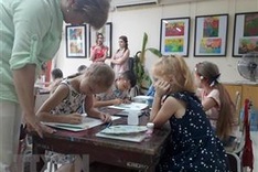 Vietnamese, foreign children draw peaceful Hanoi
