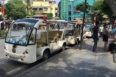 Electric buggies used on Hanoi pedestrian streets