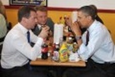 Burgers, Boeings and bonhomie as Obama meets Medvedev