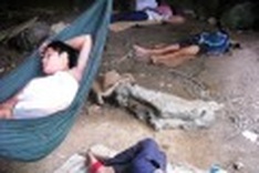 Cooling off in a cave to avoid heat