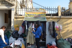 Charity clothes booth on Hanoi streets