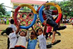 Kids gain new playgrounds from recycled materials