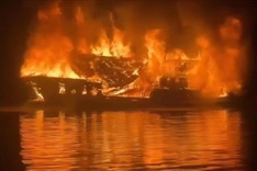 Signature cruise ship carrying 41 people ablaze in Ha Long Bay