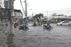 Heavy rain floods multiple roads in Ca Mau