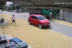 Mother and son killed in crash on rice-covered road