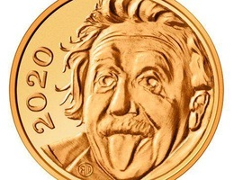 Chết cười xem Einstein lè lưỡi trên đồng vàng nhỏ nhất thế giới
