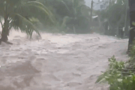 Heavy rain sends torrents down roads on Cu Lao Cham Island