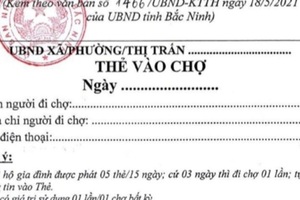 Đối phó Covid-19, Bắc Ninh phát thẻ đi chợ cho dân