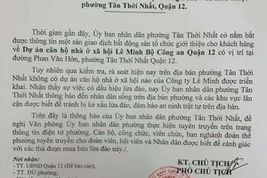 TPHCM: Chính quyền đưa ra cảnh báo dấu hiệu lừa đảo mua bán căn hộ Lê Minh