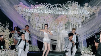 Miss Universe Vietnam dances at wedding