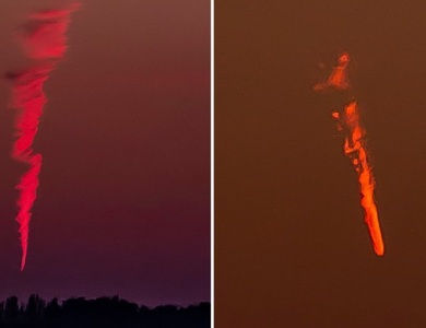 Vật thể lạ cháy trên nền trời Anh để lại đám khói suốt 20 phút