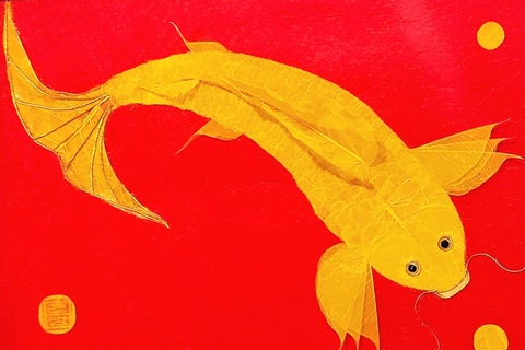 Ngỡ ngàng cá chép như thật được ghép từ 100 lá bồ đề của chàng trai 9X