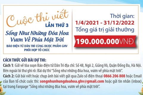 Cuộc thi viết cho người bệnh ung thư lần thứ 3 sẽ kéo dài đến năm 2022