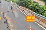 Cracks spread across lane on National Highway 28B in Lam Dong